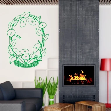 Flower basket painting template 2048 - Living room arrangement. Modern style with dark furniture and light walls.