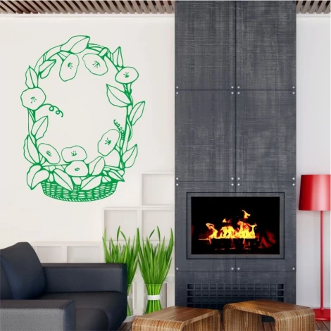 Flower basket painting template 2048 - Living room arrangement. Modern style with dark furniture and light walls.