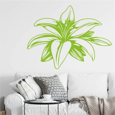 Flower painting template 2046 - Living room setup with light walls and a sofa with cushions in various shapes.