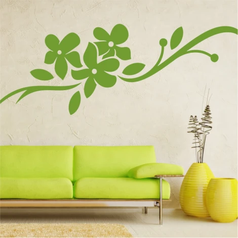 Flower painting stencil 2125 - Living room arrangement with light walls and minimalist furniture.