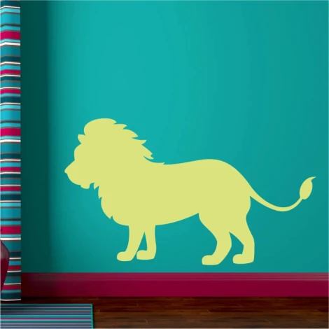 Lion painting template 2131 - Decor in a child\'s room. Walls in vibrant colors, furniture in light shades.