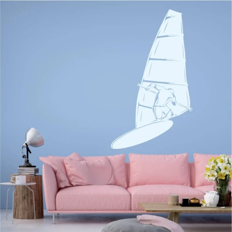 Windsurfing painting template 2041 - Living room setup with light-colored walls and pink-toned furniture.