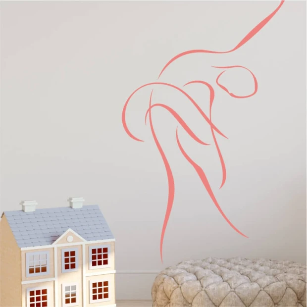Ballet dancer painting template 2027 - Decor for a child\'s room with light-colored walls and minimalist furniture.