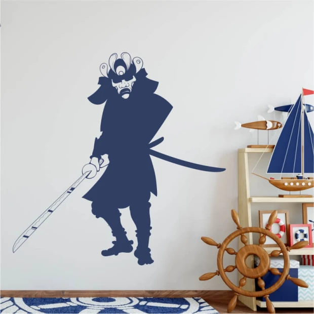 Samurai 2076 kids\' painting template - Brightly colored wall with marine elements in a children\'s room.