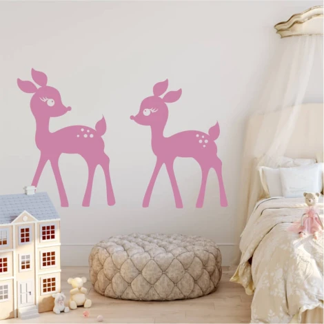 Deer painting template for kids 2139 - Bright walls and pastel-colored furniture in a children\'s room.