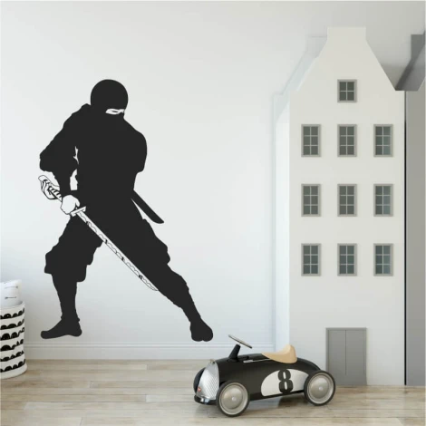 Kids\' warrior painting template 2103 - Decor for a child\'s room with light-colored walls and minimalist furniture.