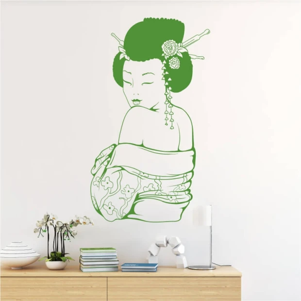 Female silhouette painting template 2057 - Living room setup with light walls and minimalist furniture.