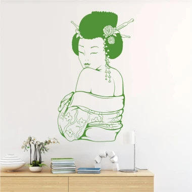 Female silhouette painting template 2057 - Living room setup with light walls and minimalist furniture.