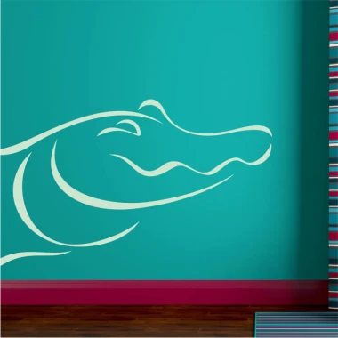 Crocodile painting template 2010 - Decor for a child\'s room. Blue walls with a wooden floor.