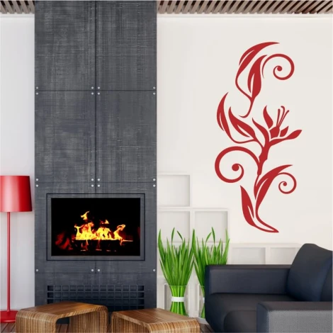 Flower painting template 2093 - Living room arrangement with light walls, modern furniture, and a fireplace.