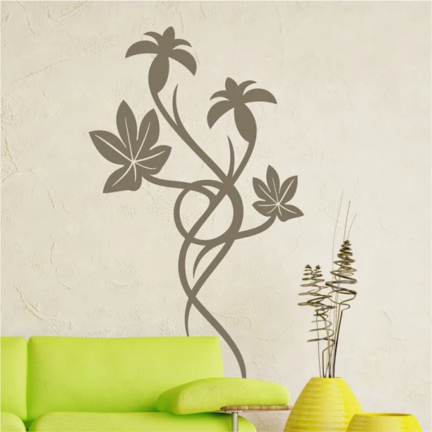Flower painting template 2091 - Living room arrangement. Light-colored walls, furniture in lime shade.