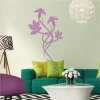 Flower painting template 2091 - Living room arrangement with light-colored walls and furniture in shades of green and purple.