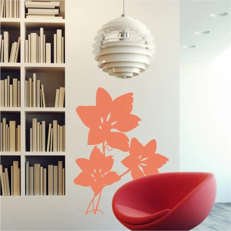 Floral painting template 2114 - Modern living room setup with light-colored walls and minimalist furniture.