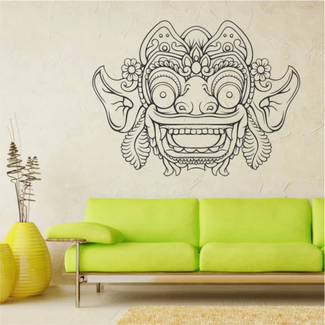 Painting template mask 2095 - Living room setup. Light-colored walls, modern green furniture.