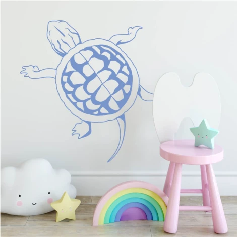 Turtle wall painting stencil 2107 - Graphic design with clear shell and limb details.