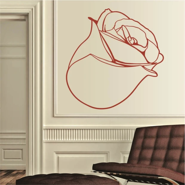 Rose bud painting template 2080 - Living room arrangement. Light-colored walls, dark-hued furniture.