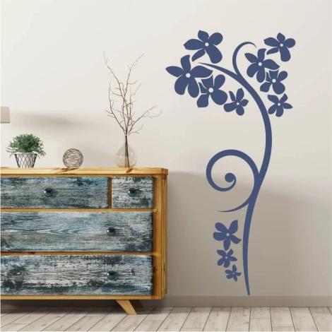 Floral painting template 2128 - Spiral design with flowers and leaves.