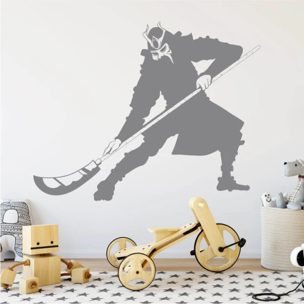 Samurai 2077 painting template - Graphic design featuring a samurai in a dynamic pose with a long sword.