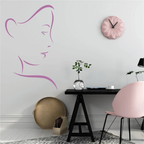 Face painting template 2029 - Office setup with light walls, minimalist furniture, and a flower-shaped clock.