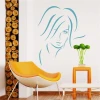Woman\'s face painting template 2033 - Living room setup with light-colored walls and modern furniture.
