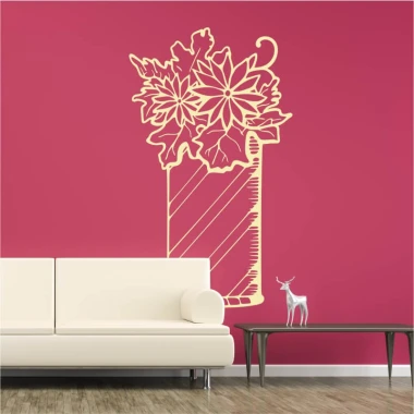 Floral vase painting template 2049 - Living room arrangement. Pink walls and light-colored furniture.