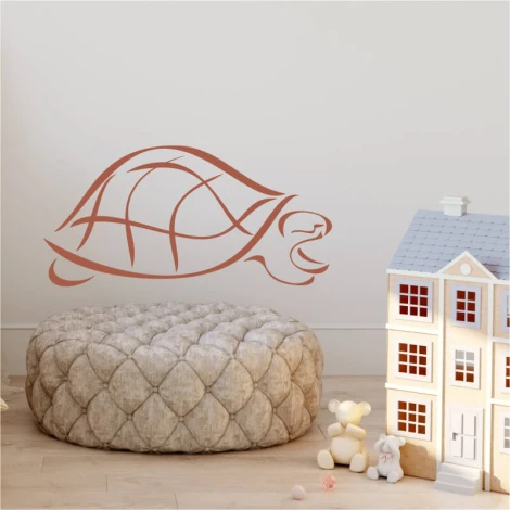 Turtle painting template 1999 - Decor for a child\'s room. Light-colored walls and pastel furniture.