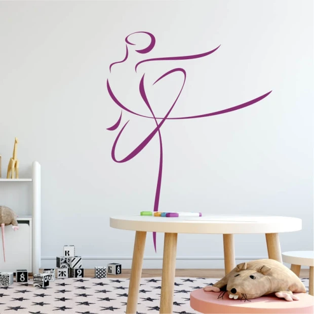 Ballet Wall Template 2028 - Graphic design featuring a ballerina in a dynamic pose with flowing lines.