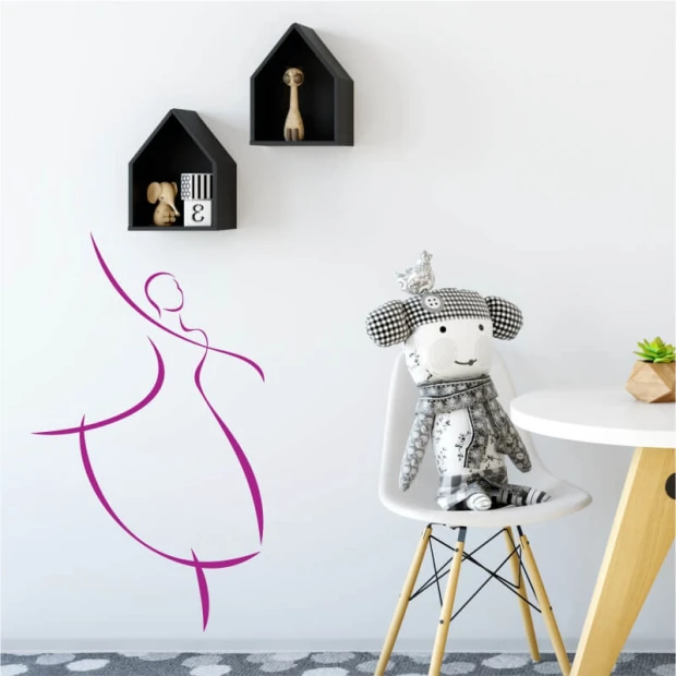 Ballet wall template 2034 - Decor for a child\'s room with light-colored walls and minimalist furniture.