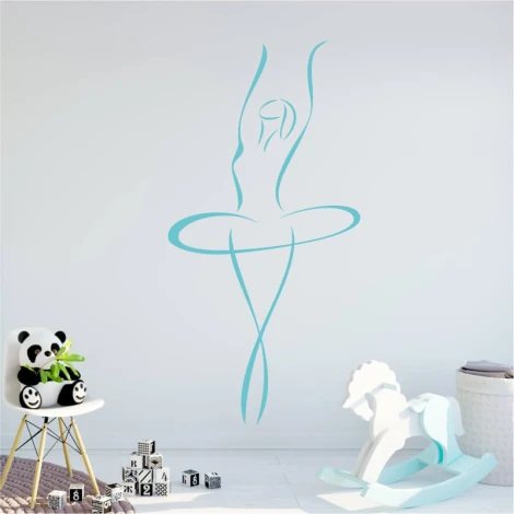 Ballet dancer wall template 2026 - Decor for a child\'s room. Light-colored wall featuring a dancer in a dynamic pose.