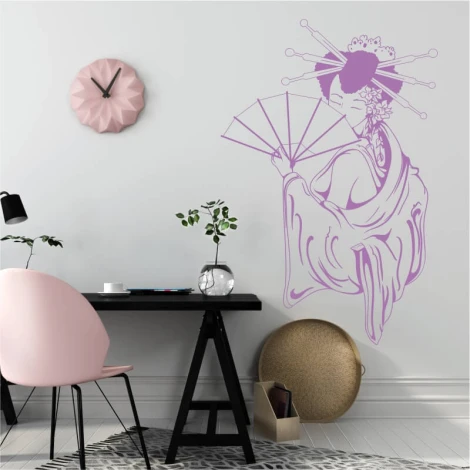 Geisha 2056 wall template - Office decor with light-colored walls and modern minimalist furniture.