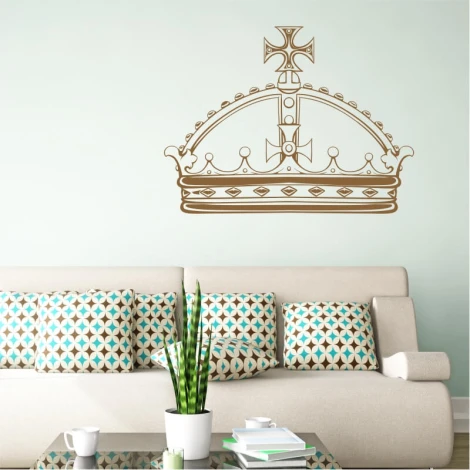 Crown wall template 2063 - Living room setup with light-colored walls and muted tone furniture.