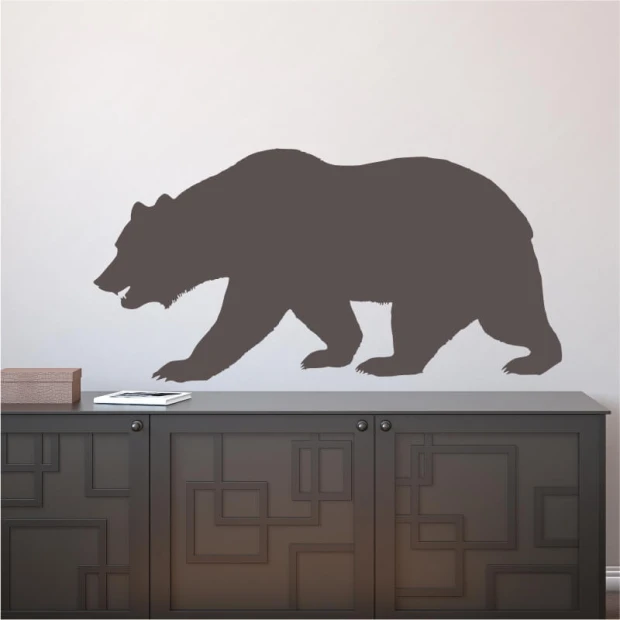 Bear wall template 2134 - Living room arrangement. Light-colored wall, dark-hued furniture.