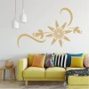 Wall template ornament 2129 - Living room arrangement. Light walls with colorful cushions on the sofa.