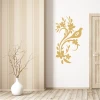 Bird and flower wall template 2124 - Living room decor with light walls, vertical stripes, and wooden floor.