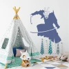 Samurai wall template 2075 - Decor for a child\'s room. Light-colored wall with playful elements.