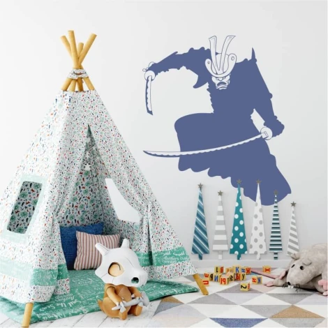 Samurai wall template 2075 - Decor for a child\'s room. Light-colored wall with playful elements.