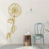 Sunflower wall template 2088 - Room arrangement with light-colored walls, wooden furniture, and plants.