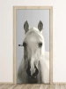 White horse door mural FP 6184 - Graphic design featuring a white horse on a gray background.