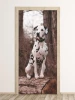 Dalmatian door mural FP 6178 - Graphic design featuring a Dalmatian dog sitting on a tree stump.
