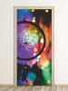 Dream catcher door mural FP 6173 - Graphic design with a circle, net, feathers, and a colorful blurred light background.