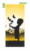 Girl Door Mural FP 6152 - Graphic design featuring a girl silhouette with flowers and butterflies against a yellow sun backdrop.