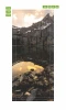Mountain lake door mural FP 6157 - Graphic design featuring a lake surrounded by mountains with a reflection in the water.