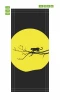 Jaguar door wallpaper FP 6194 - Graphic design. Black background with a yellow circle and a jaguar silhouette on a branch.