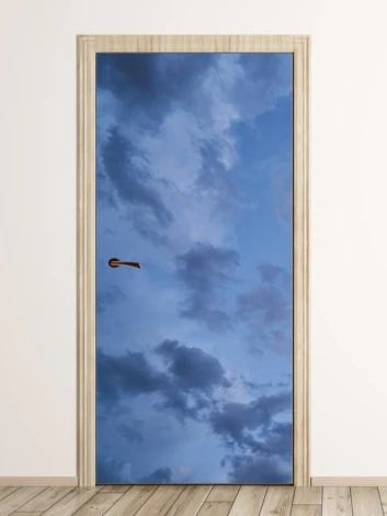 Cloudy sky door wallpaper FP 6172 - Modern interior design with light-colored walls.