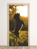 Dog playing in the sun door mural FP 6177 - Graphic design featuring a silhouette of a jumping dog in sunlight.