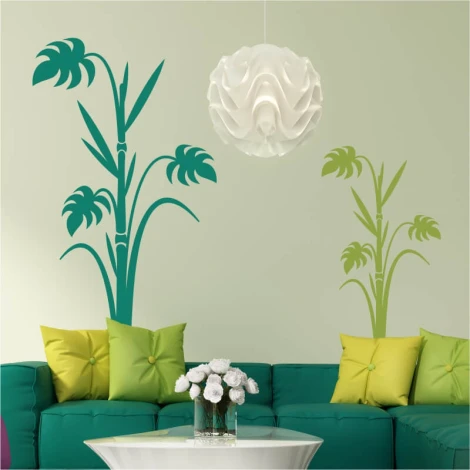 Bamboo template 2116 - Living room setup with light-colored walls and green-toned furniture.