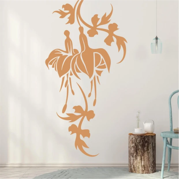 Plant-themed painting template 2119 - Living room setup with light-colored walls and minimalist furniture.