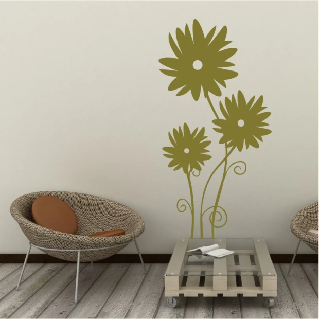 Flower painting template 2112 - Living room decor with light-colored walls and natural-toned furniture.