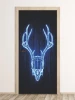 Skull door wallpaper FP 6221 - Graphic design featuring a blue skull with horns on a dark background.