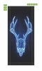 Skull door mural FP 6221 - Graphic design featuring a horned skull in blue light on a dark background.
